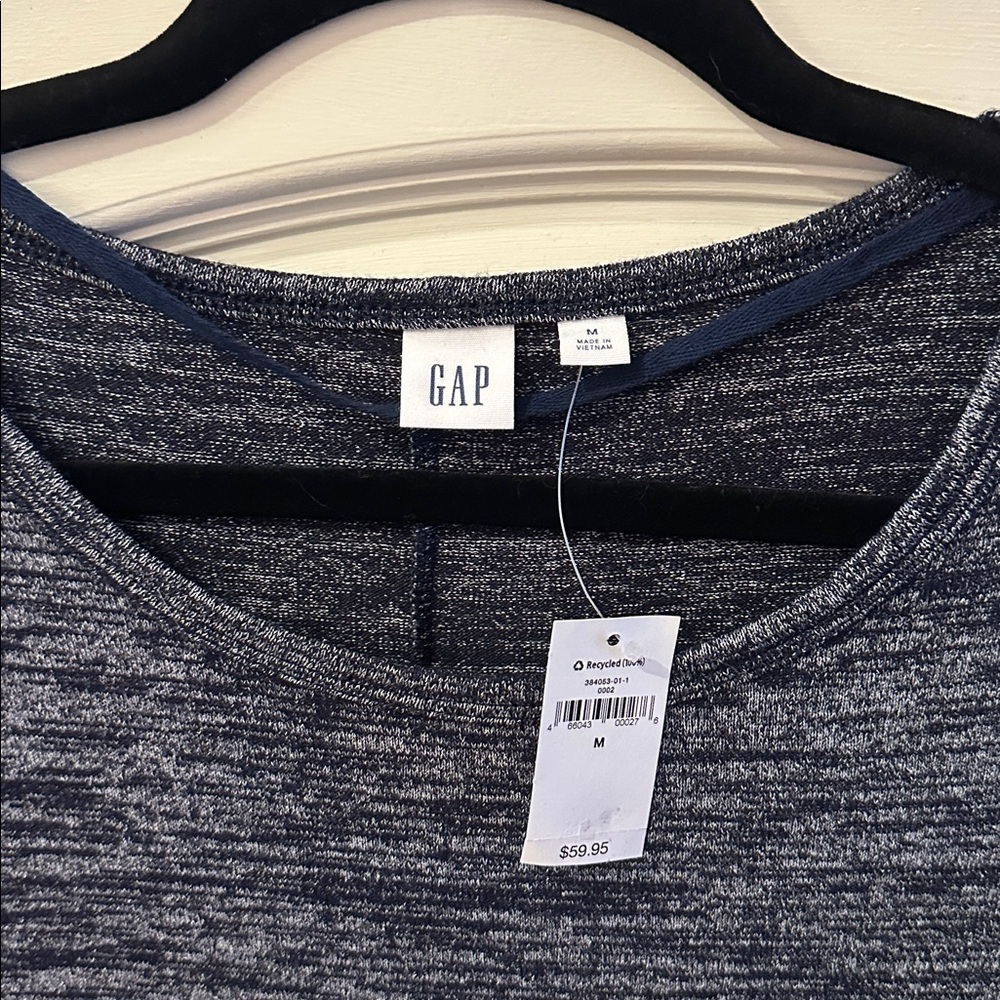 GAP Women's Heathered Navy Long Sleeve Dress - Picture 2 of 3